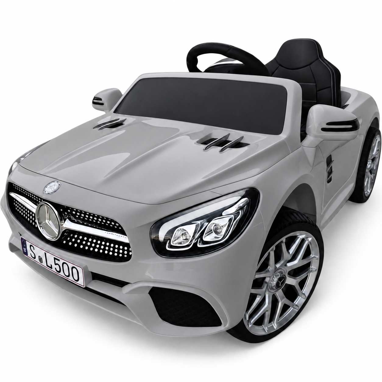 Carro Elétrico para Criança MERCEDES SL500 12V Cinza BATERIA DE LITIO c/ RODAS DE BORRACHA & ASSENTO EM PELE