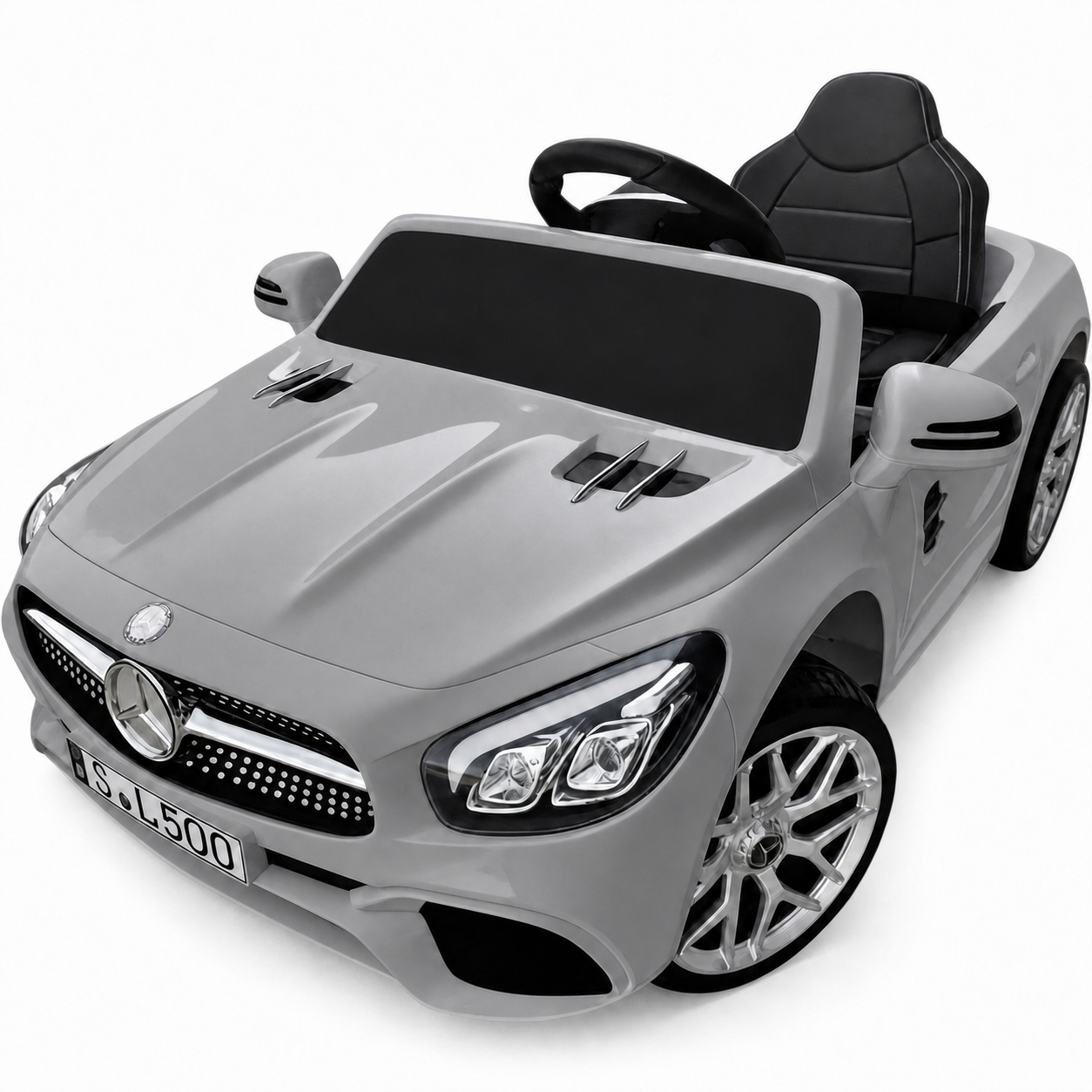 Carro Elétrico para Criança MERCEDES SL500 12V Cinza BATERIA DE LITIO c/ RODAS DE BORRACHA & ASSENTO EM PELE