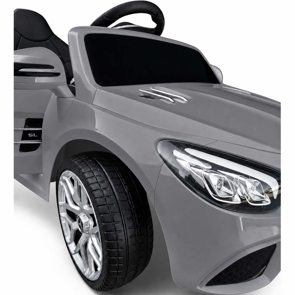 Carro Elétrico para Criança MERCEDES SL500 12V Cinza BATERIA DE LITIO c/ RODAS DE BORRACHA & ASSENTO EM PELE
