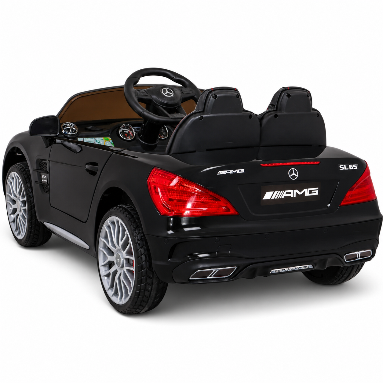 Carro Elétrico para Criança MERCEDES SL65 12V Ecrã MP4 Preto Metalizado c/ RODAS DE BORRACHA & ASSENTO EM PELE