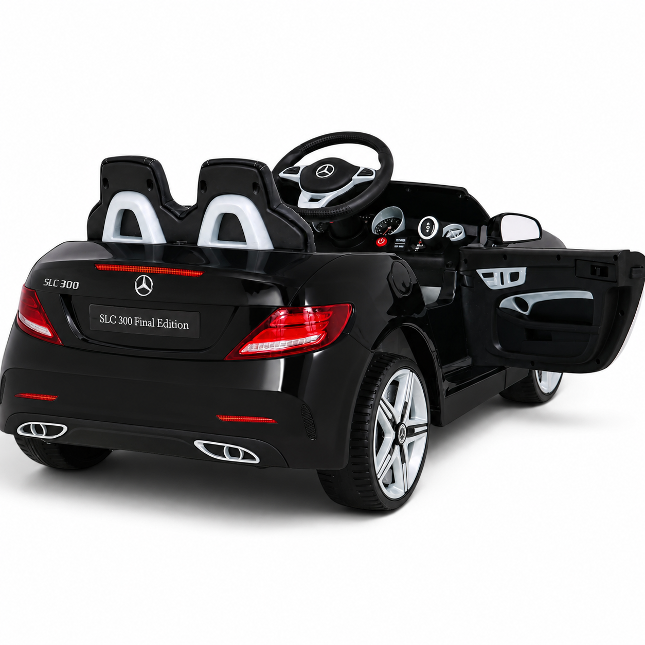 Carro Elétrico para Criança MERCEDES SLC300 12v Preto BATERIA DE LITIO c/ RODAS DE BORRACHA & ASSENTO EM PELE