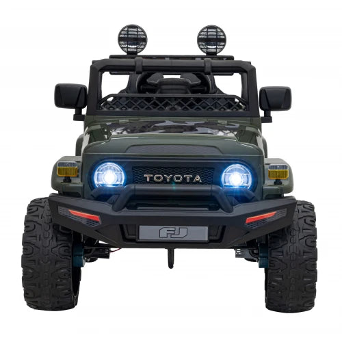 PRÉ-VENDA Carro Elétrico para Criança TOYOTA FJ CRUISER 12v 4X4 Verde Camuflado c/ RODAS DE BORRACHA & ASSENTO EM PELE
