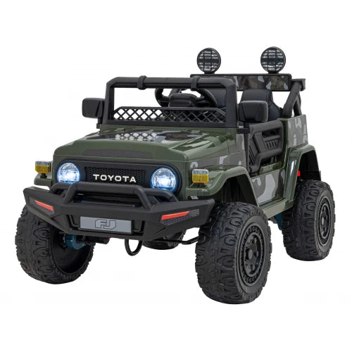 PRÉ-VENDA Carro Elétrico para Criança TOYOTA FJ CRUISER 12v 4X4 Verde Camuflado c/ RODAS DE BORRACHA & ASSENTO EM PELE