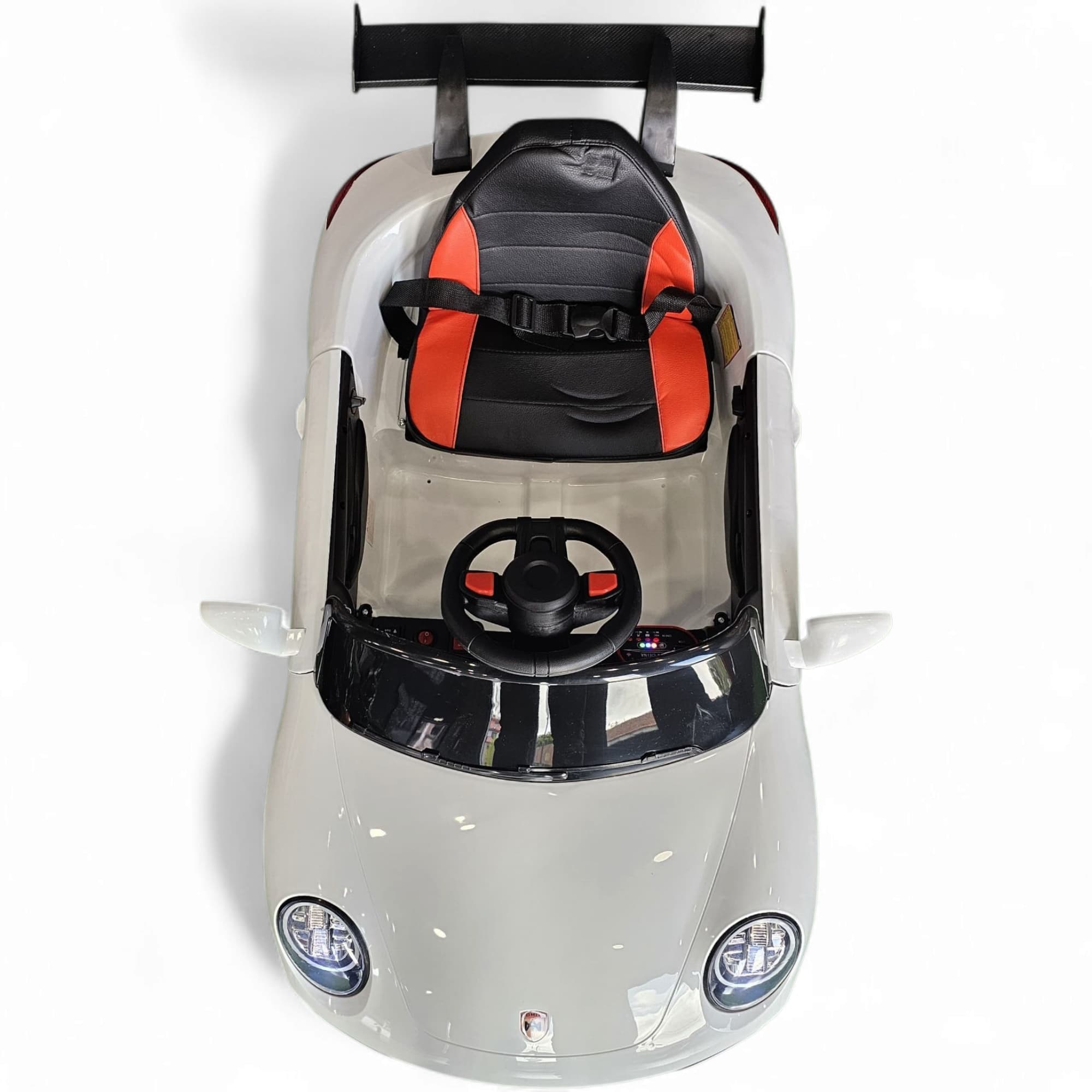 Carro Elétrico para Criança 911 Style Branco 12v c/ RODAS DE BORRACHA & ASSENTO EM PELE