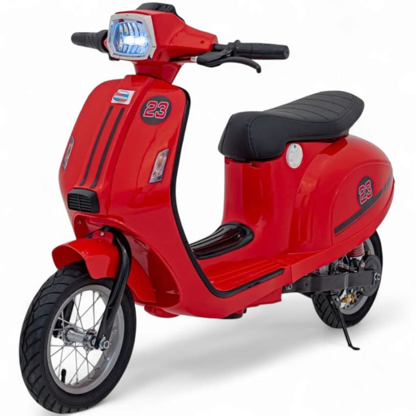 Mota Elétrica para Criança Vespa Style 24v 350watts até 16Km/h Vermelho c/ RODAS PNEUMÁTICAS & ASSENTO EM PELE