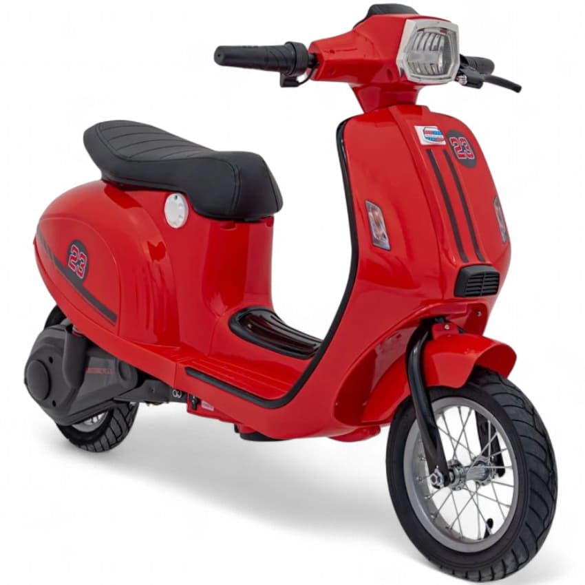 Mota Elétrica para Criança Vespa Style 24v 350watts até 16Km/h Vermelho c/ RODAS PNEUMÁTICAS & ASSENTO EM PELE