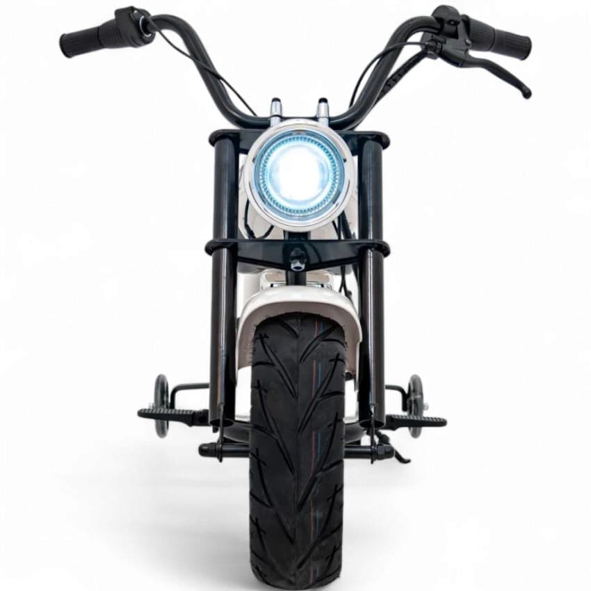 Mota Elétrica para Criança Chopper Warrior 36v 350watts até 16Km/h Branca c/ RODAS PNEUMÁTICAS & ASSENTO EM PELE
