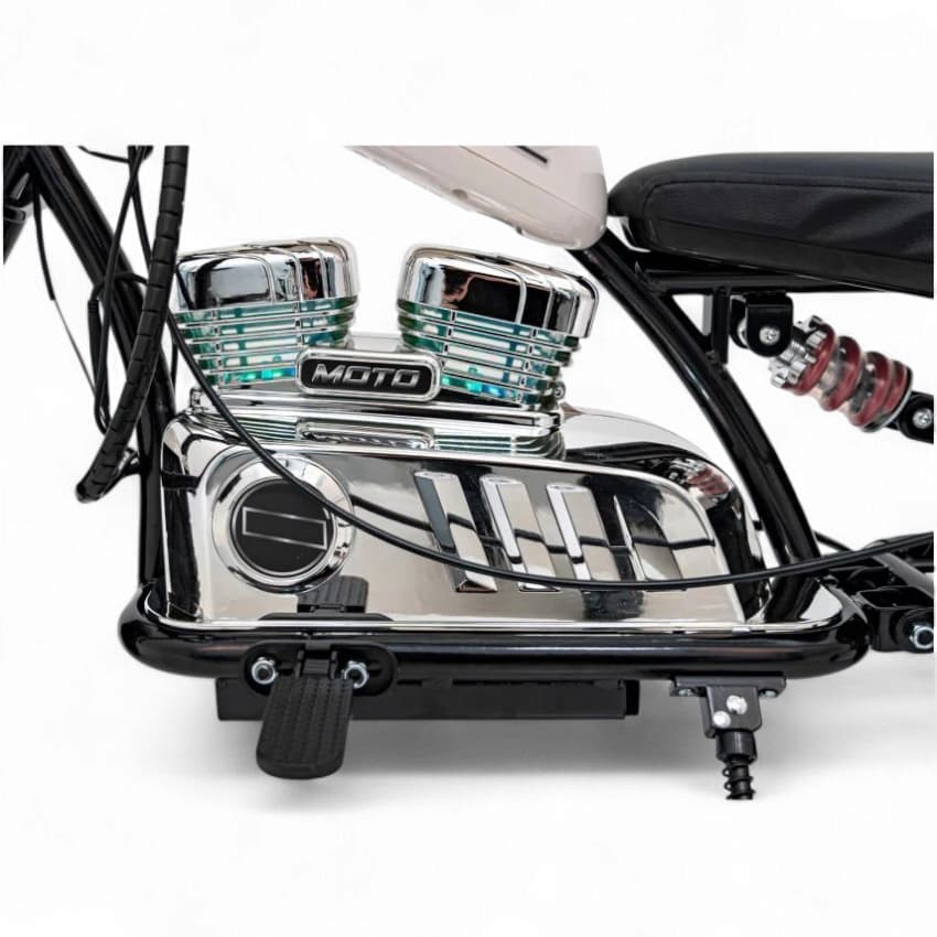 Mota Elétrica para Criança Chopper Warrior 36v 350watts até 16Km/h Branca c/ RODAS PNEUMÁTICAS & ASSENTO EM PELE