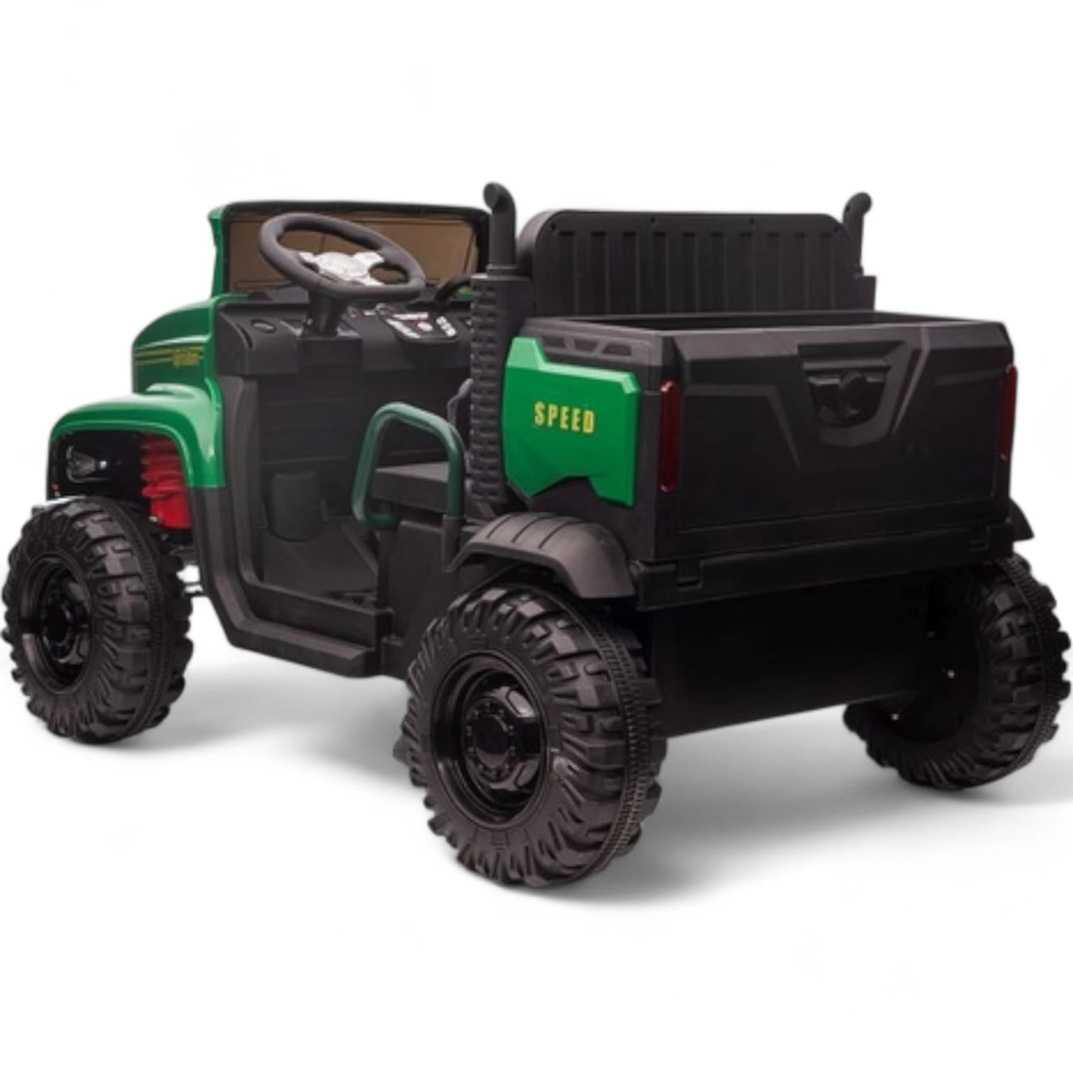 Carro Elétrico para Criança FARM TRUCK 12v Verde 4x4 c/ RODAS DE BORRACHA & ASSENTO EM PELE