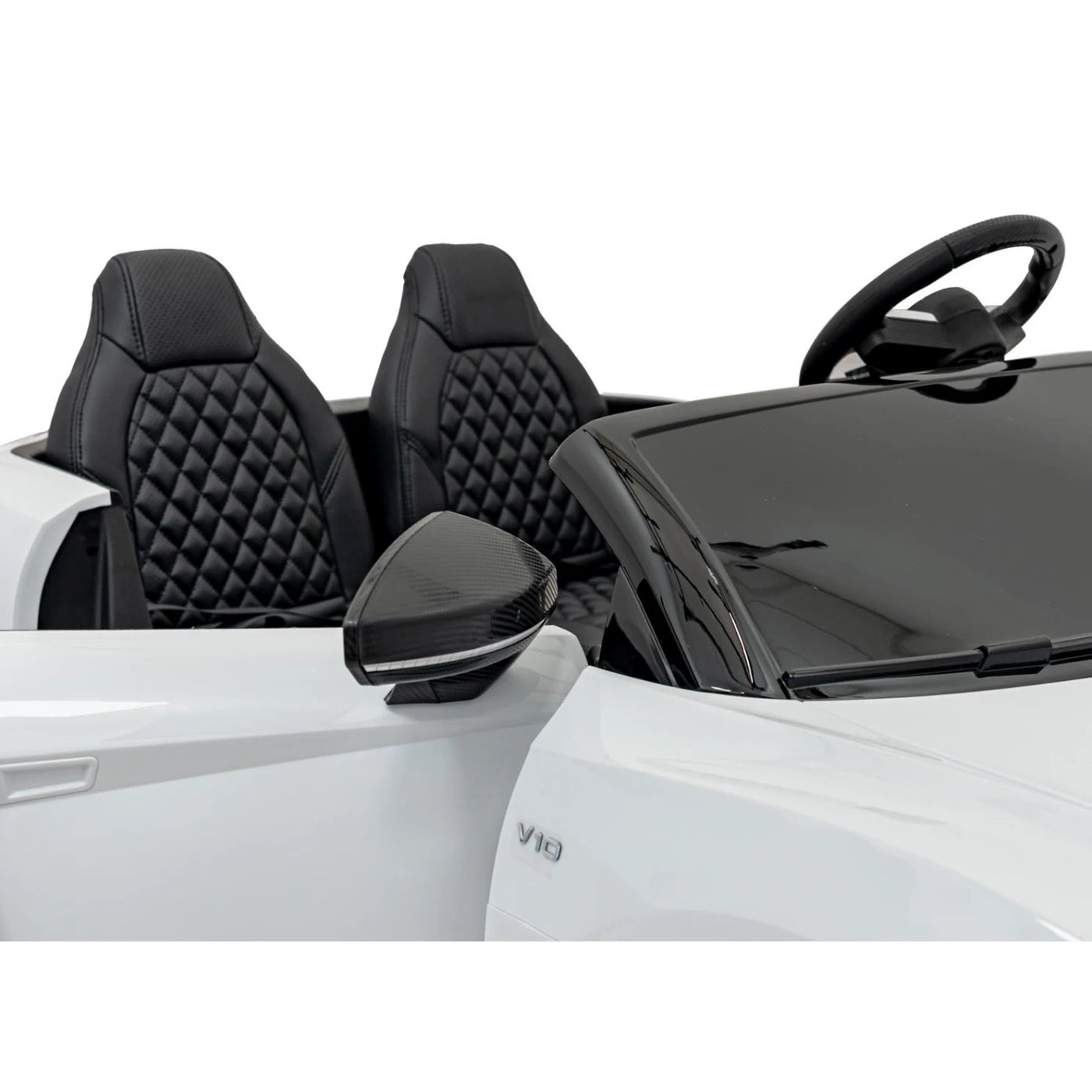 Carro elétrico para Criança AUDI R8 SPYDER Versão XXL Branco c/ RODAS DE BORRACHA & ASSENTO EM PELE