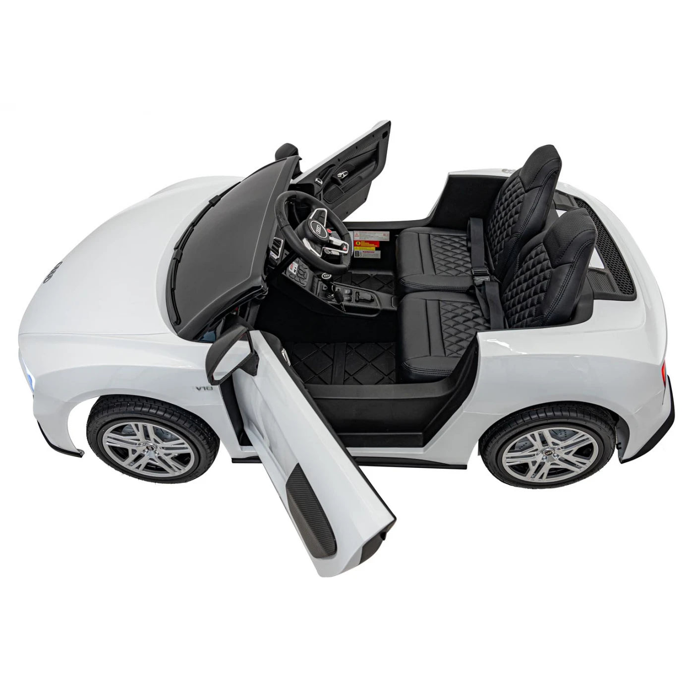 Carro elétrico para Criança AUDI R8 SPYDER Versão XXL Branco c/ RODAS DE BORRACHA & ASSENTO EM PELE