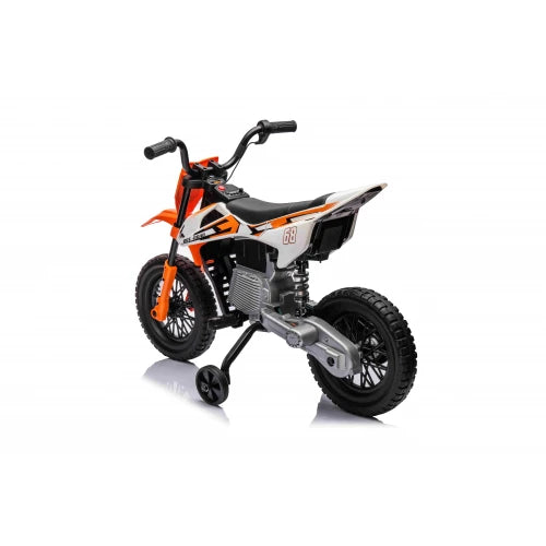 Mota Elétrica para Criança estilo CROSS 12v Laranja c/ RODAS DE BORRACHA & ASSENTO EM PELE