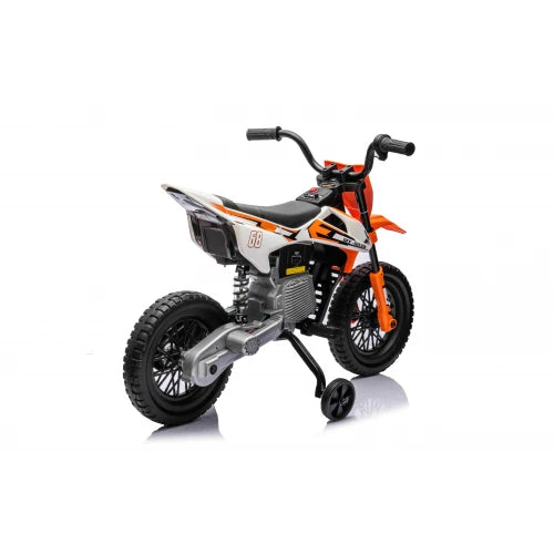 Mota Elétrica para Criança estilo CROSS 12v Laranja c/ RODAS DE BORRACHA & ASSENTO EM PELE