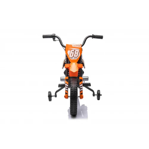 Mota Elétrica para Criança estilo CROSS 12v Laranja c/ RODAS DE BORRACHA & ASSENTO EM PELE