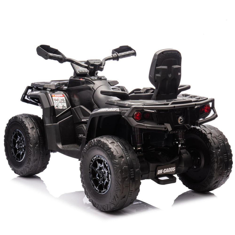 Moto 4 Elétrica para Criança CAN AM Outlander 24v 4x4 Preta c/ RODAS DE BORRACHA & ASSENTO EM PELE