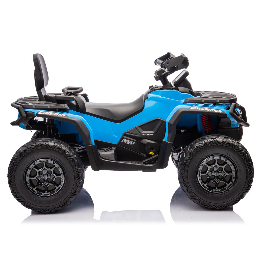 Moto 4 Elétrica para Criança CAN AM Outlander 24v 4x4 Azul c/ RODAS DE BORRACHA & ASSENTO EM PELE