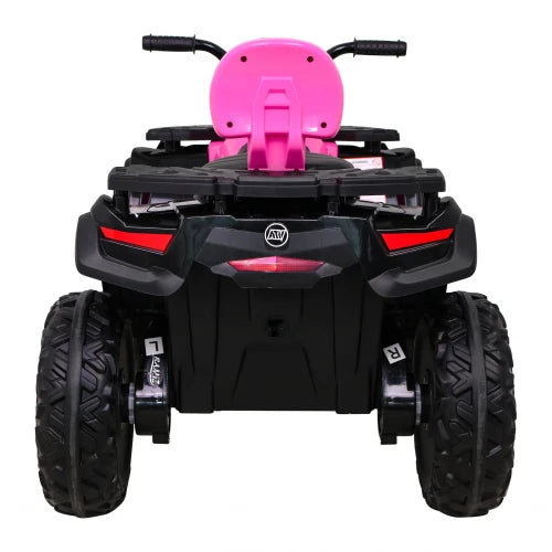 Mota Elétrica para Criança QUAD XT 24v Rosa c/ RODAS DE BORRACHA & ASSENTO EM PELE