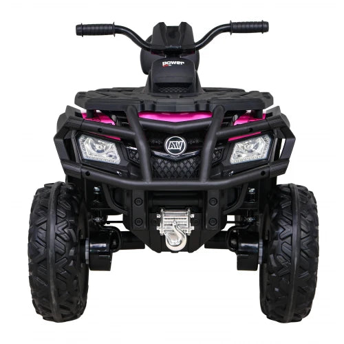 Mota Elétrica para Criança QUAD XT 24v Rosa c/ RODAS DE BORRACHA & ASSENTO EM PELE