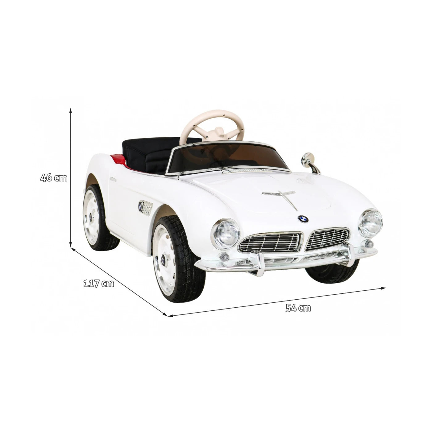 Carro Elétrico para Criança BMW 507 RETRO 12v Branco c/ RODAS DE BORRACHA & ASSENTO EM PELE
