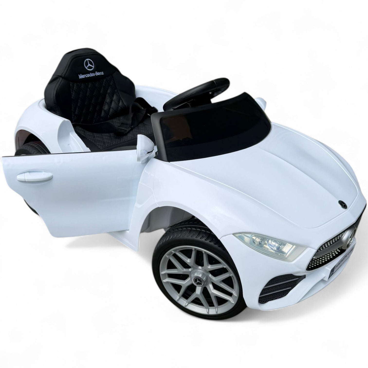 Carro Elétrico para criança MERCEDES CLS 350 12v BRANCO c/ RODAS DE BORRACHA & ASSENTO EM PELE