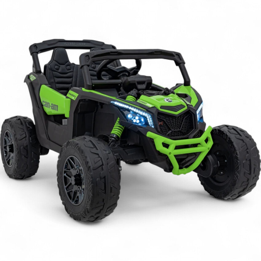 Carro Elétrico para Criança CAN-AM MAVERICK 4x4 24v Verde c/ RODAS DE BORRACHA & ASSENTO EM PELE