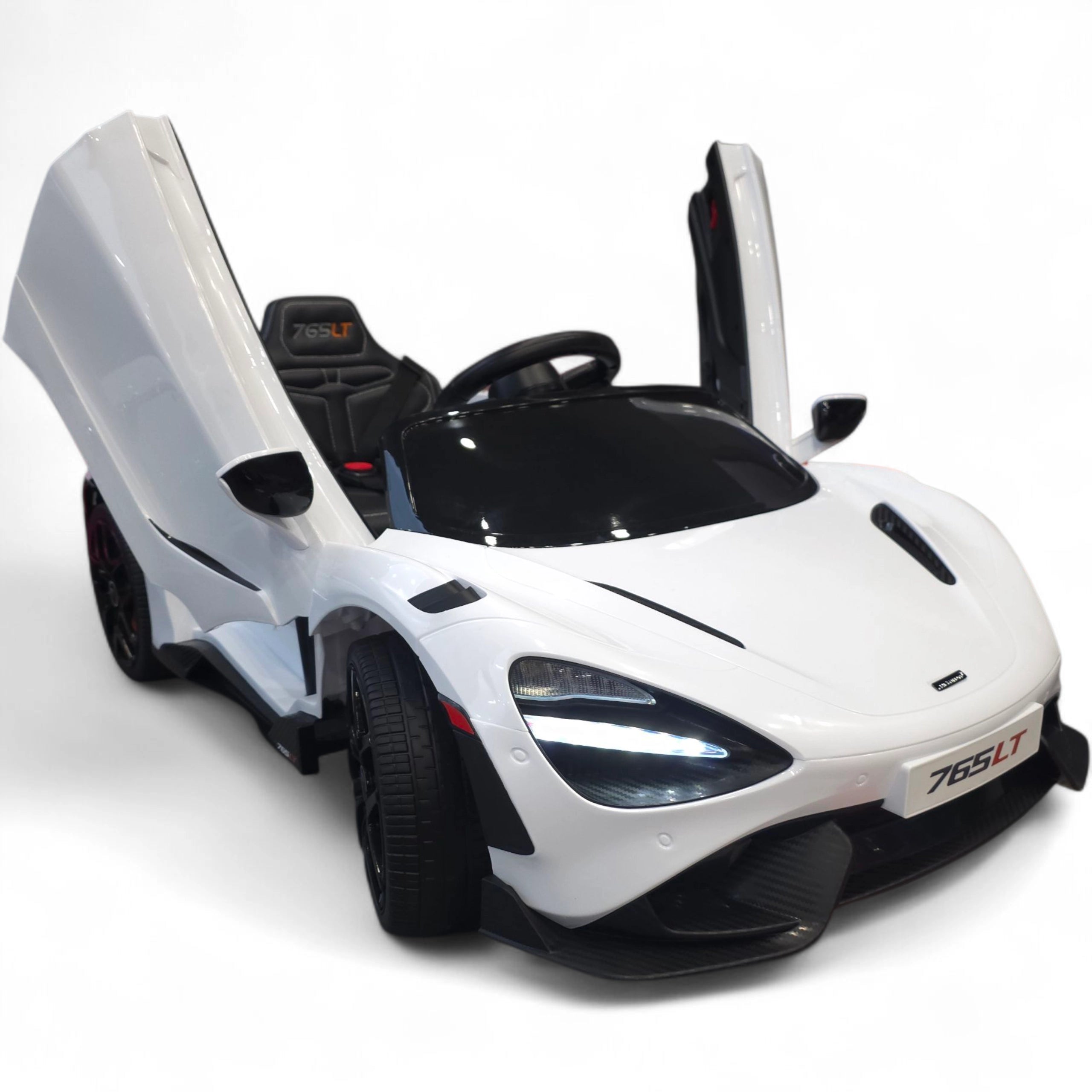 Carro Elétrico para Criança McLaren 765LT 12v Branco c/ RODAS DE BORRACHA & ASSENTO EM PELE