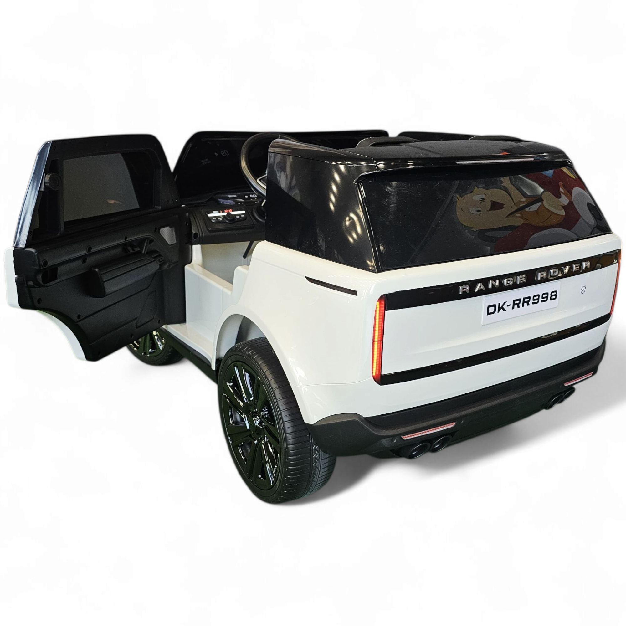 Carro elétrico para criança RANGE ROVER SV Branco 2 Lugares 24v c/ RODAS DE BORRACHA & ASSENTO EM PELE