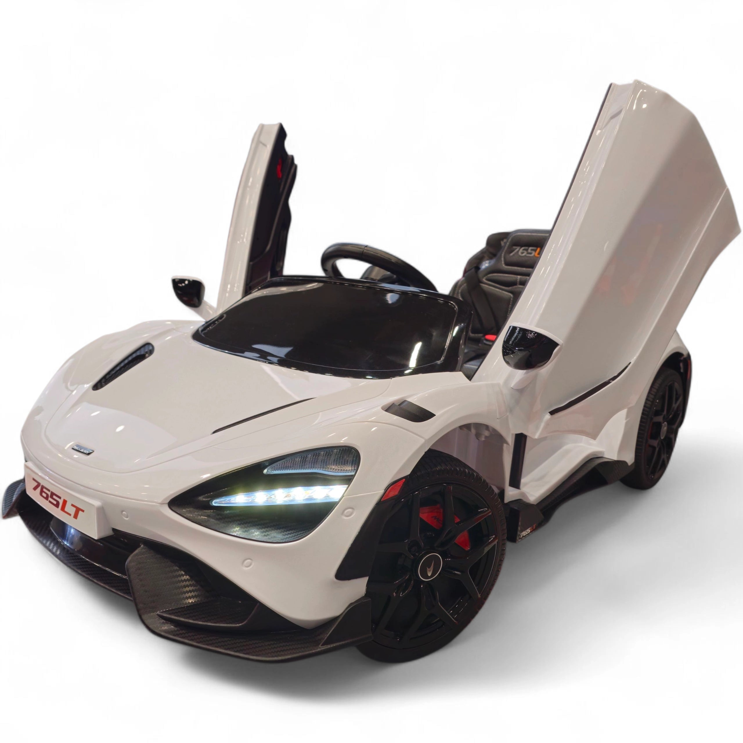 Carro Elétrico para Criança McLaren 765LT 12v Branco c/ RODAS DE BORRACHA & ASSENTO EM PELE