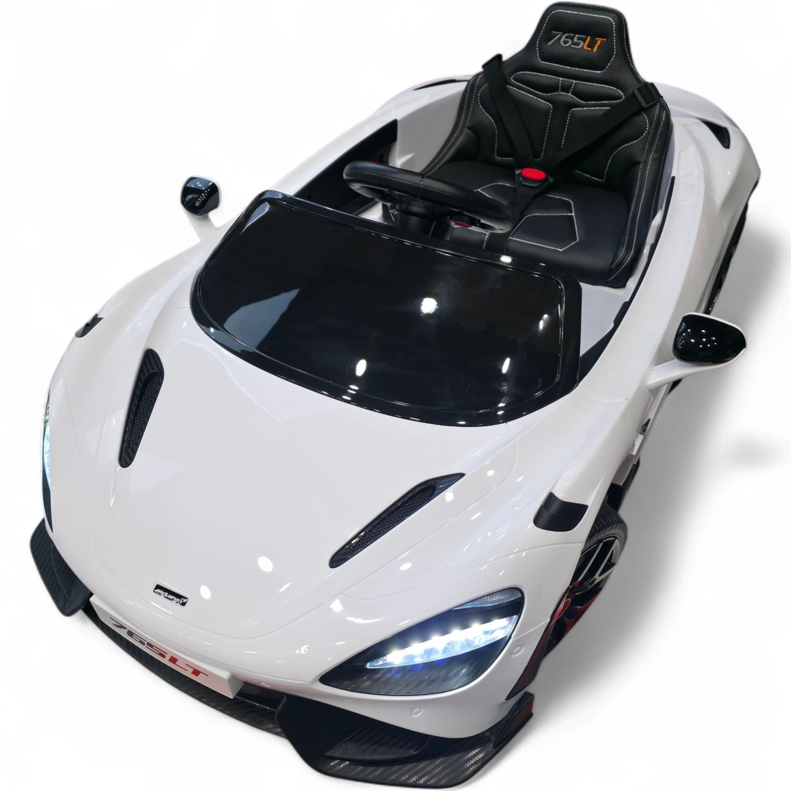 Carro Elétrico para Criança McLaren 765LT 12v Branco c/ RODAS DE BORRACHA & ASSENTO EM PELE