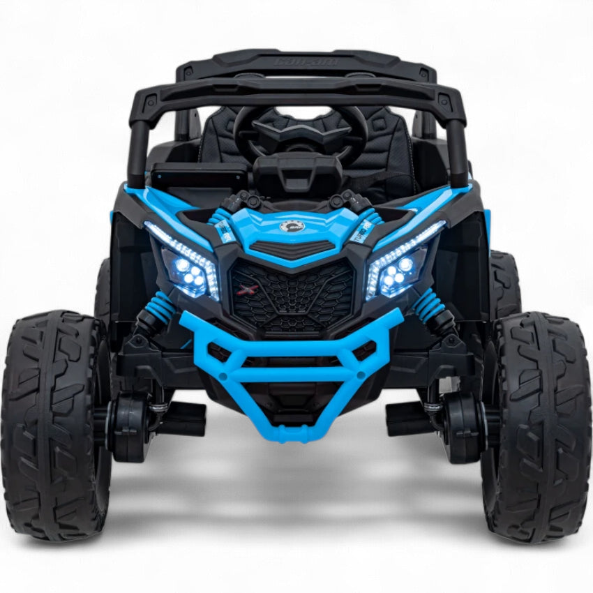 Carro Elétrico para Criança CAN-AM MAVERICK 4x4 24v Azul c/ RODAS DE BORRACHA & ASSENTO EM PELE