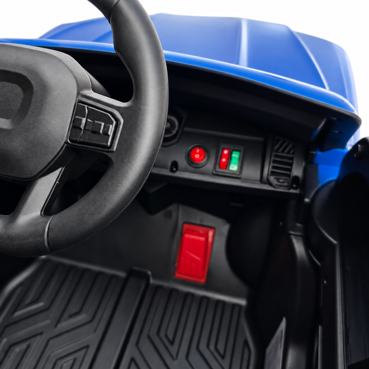 Carro Elétrico para Criança Range Raptor Style 12v Azul c/ RODAS DE BORRACHA & ASSENTO EM PELE