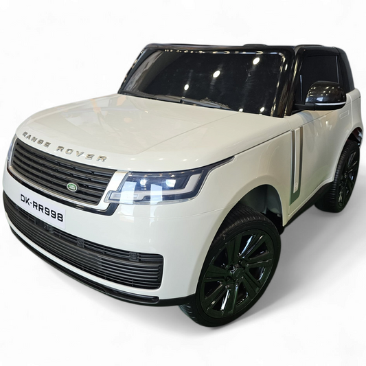 Carro elétrico para criança RANGE ROVER SV  Branco 2 Lugares 24v c/ RODAS DE BORRACHA & ASSENTO EM PELE