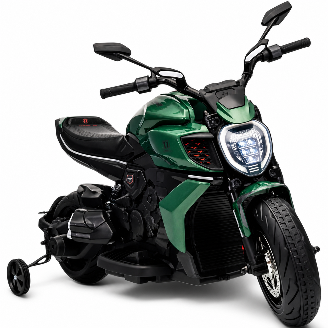 Mota Elétrica para Criança DUCATI DIAVEL V4 12v Verde c/ RODAS DE BORRACHA