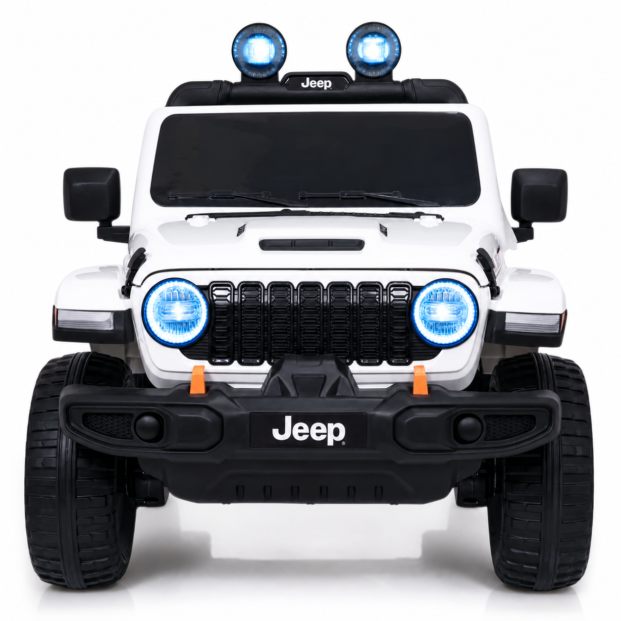 Carro Elétrico para Criança JEEP RUBICON 4x4 24v Branco c/ RODAS DE BORRACHA & ASSENTO EM PELE