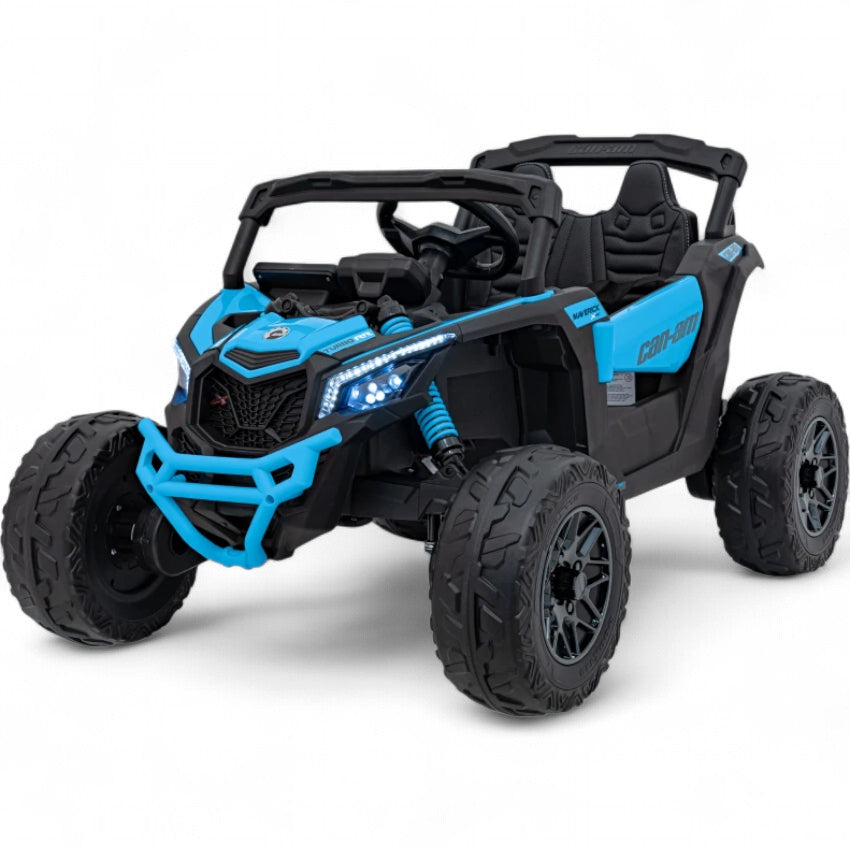 Carro Elétrico para Criança CAN-AM MAVERICK 4x4 24v Azul c/ RODAS DE BORRACHA & ASSENTO EM PELE