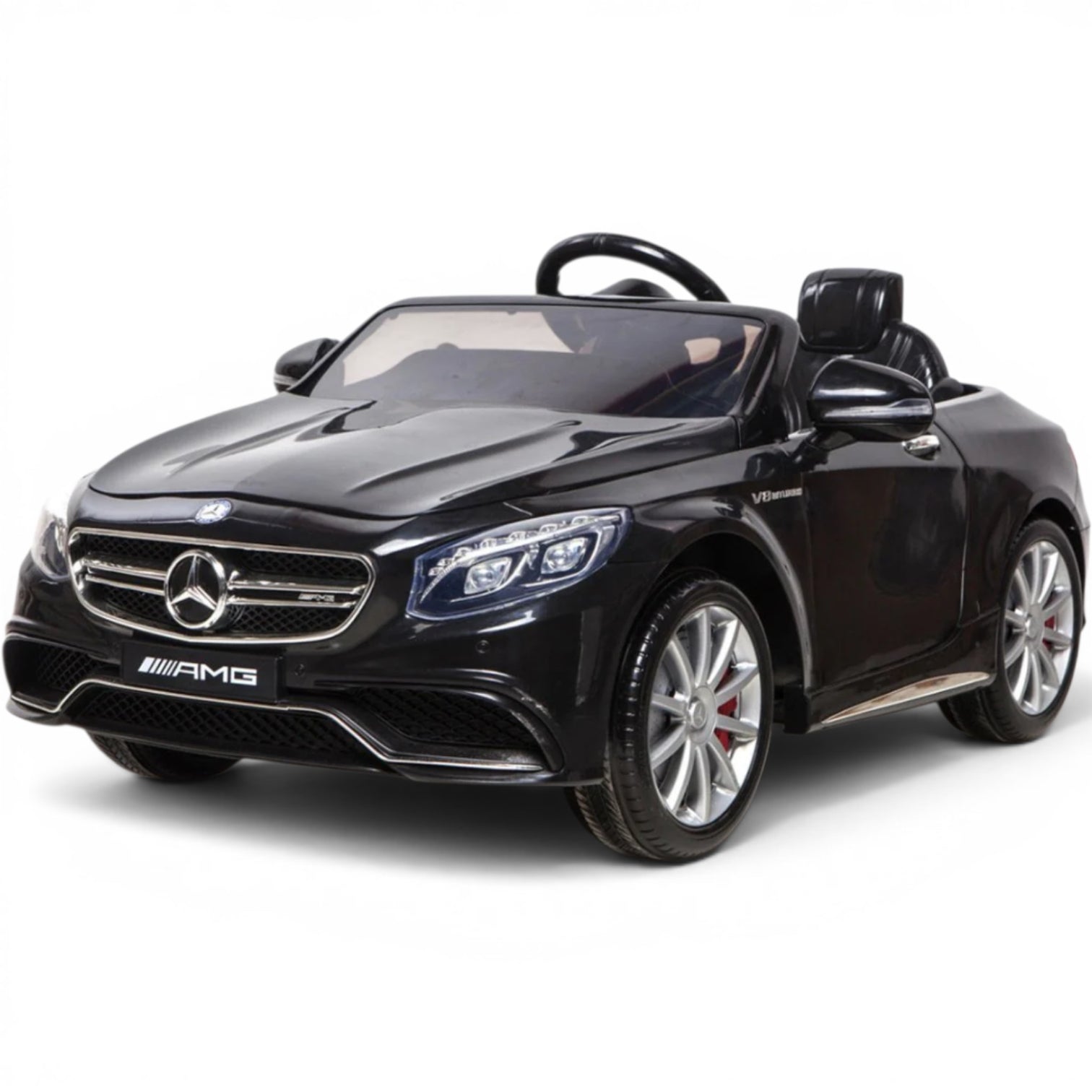 Carro Elétrico para Criança MERCEDES S63 12v Preto Metalizado c/ RODAS DE BORRACHA & ASSENTO EM PELE