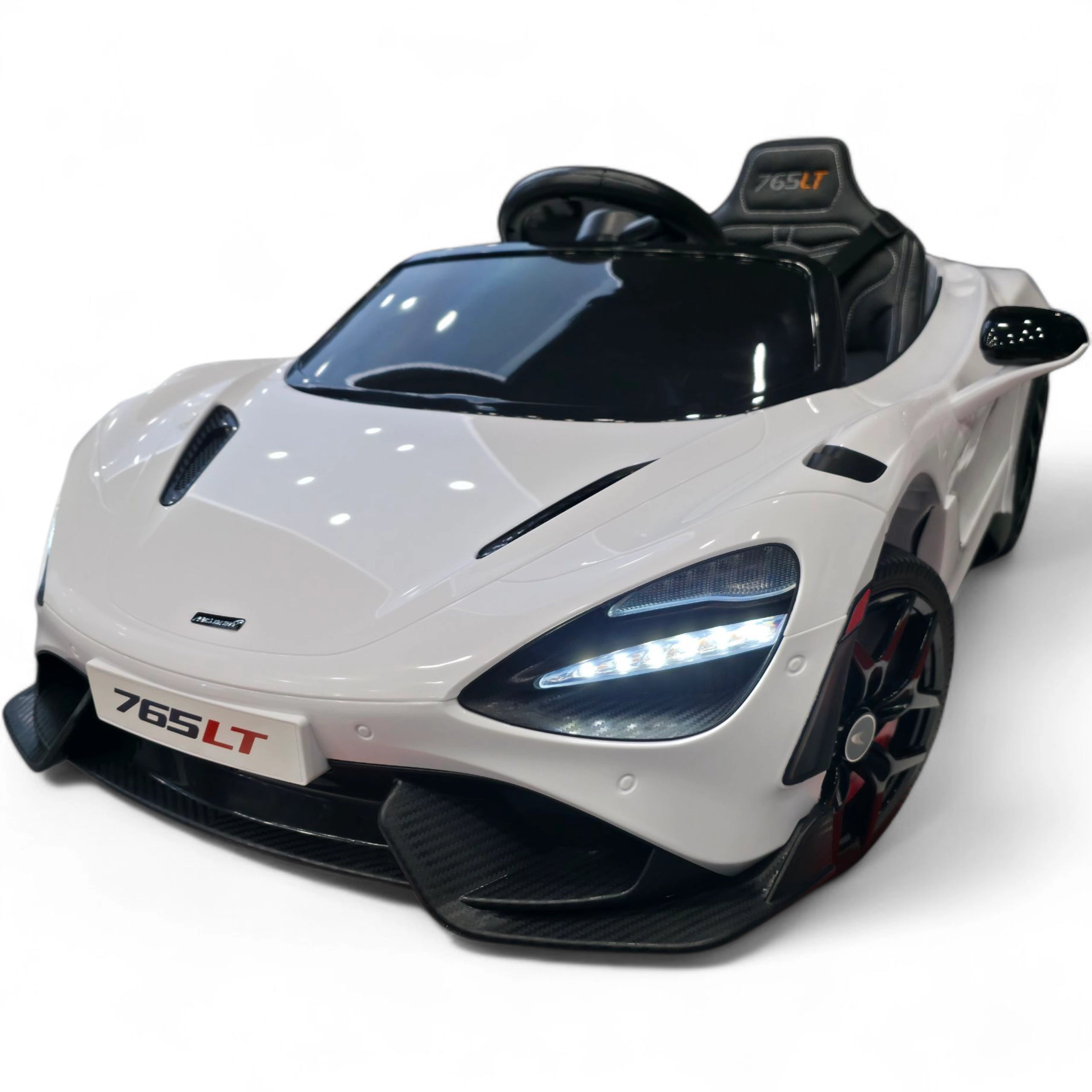 Carro Elétrico para Criança McLaren 765LT 12v Branco c/ RODAS DE BORRACHA & ASSENTO EM PELE