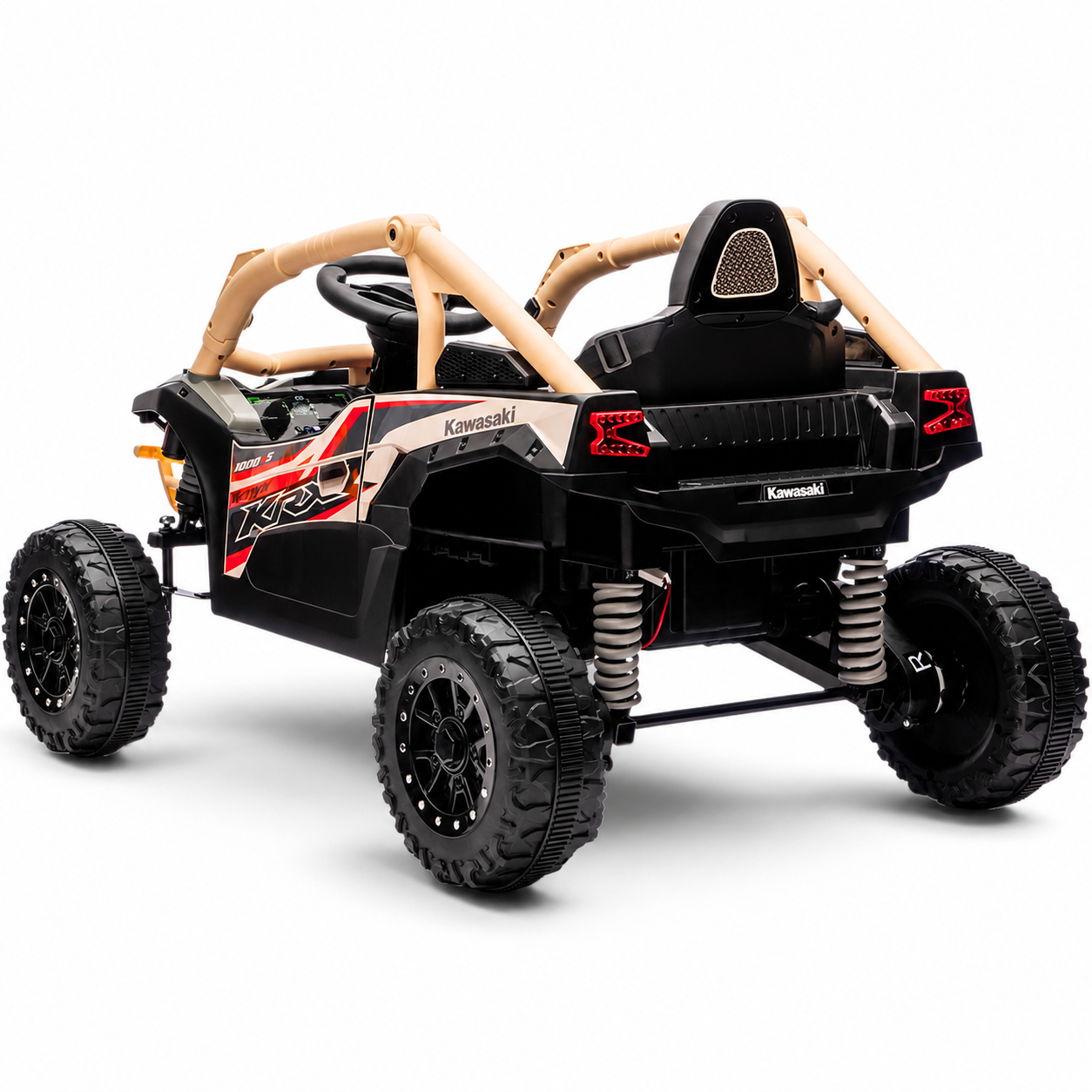 Carro Elétrico para Criança Buggy KAWASAKI 4x4 12v BATERIA DE LITIO Khaki c/ RODAS DE BORRACHA & ASSENTO EM PELE