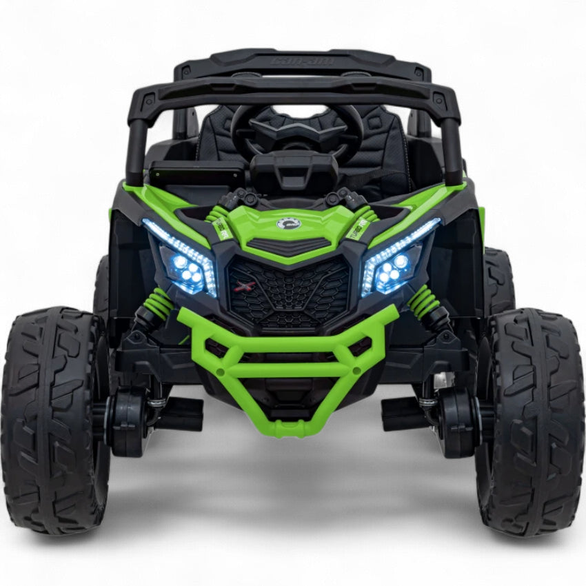 Carro Elétrico para Criança CAN-AM MAVERICK 4x4 24v Verde c/ RODAS DE BORRACHA & ASSENTO EM PELE