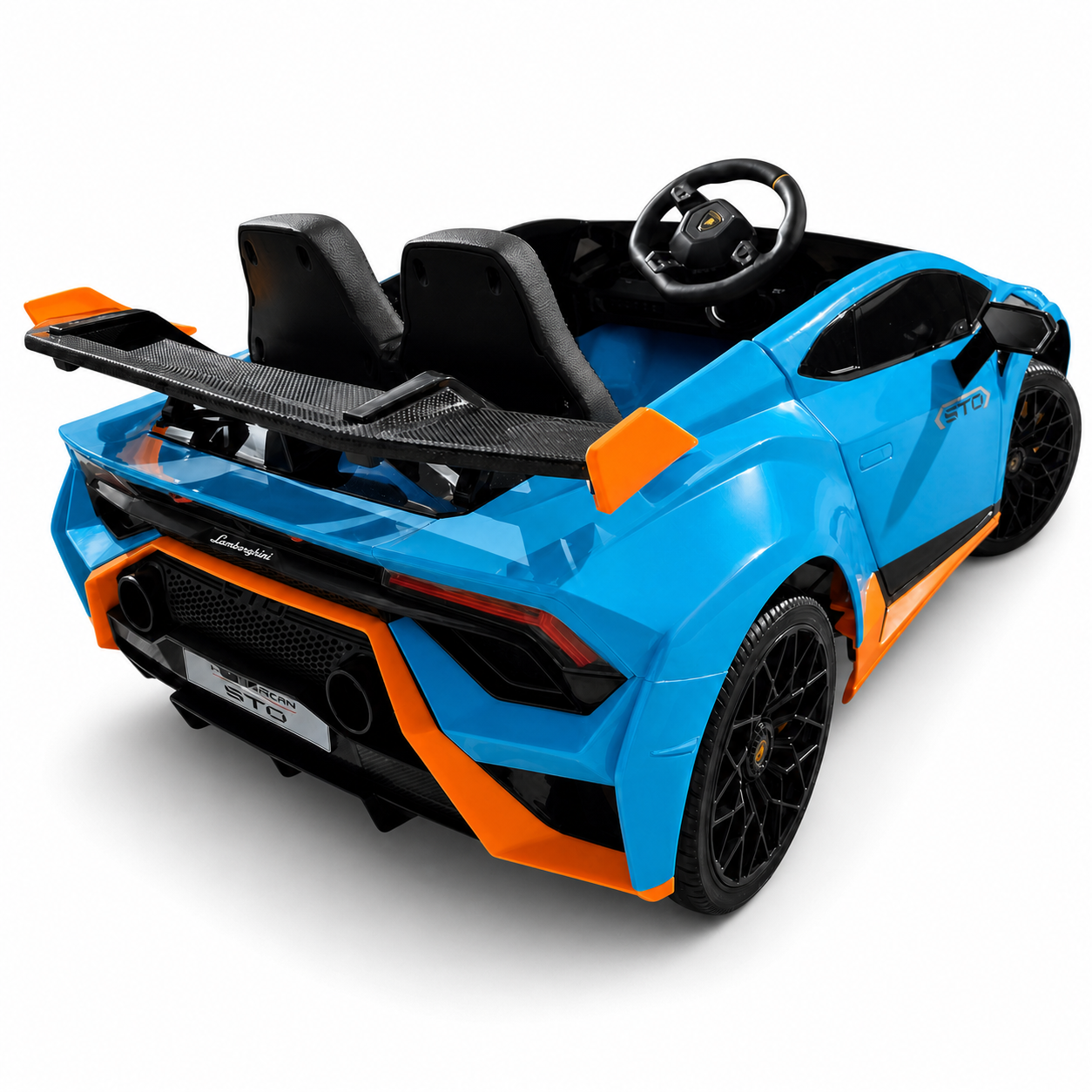 Carro Elétrico para Criança LAMBORGHINI STO 12v Azul c/ RODAS DE BORRACHA & ASSENTO EM PELE