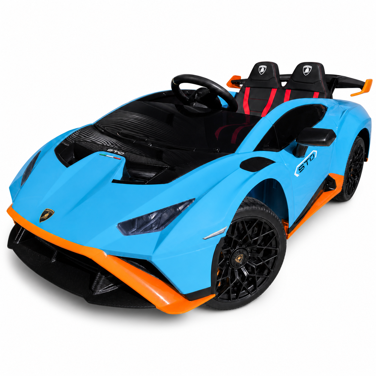Carro Elétrico para Criança LAMBORGHINI STO 12v Azul c/ RODAS DE BORRACHA & ASSENTO EM PELE