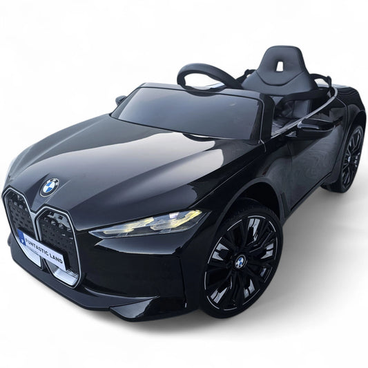Carro Elétrico para Criança BMW I4 12v Preto c/ RODAS DE BORRACHA & ASSENTO EM PELE