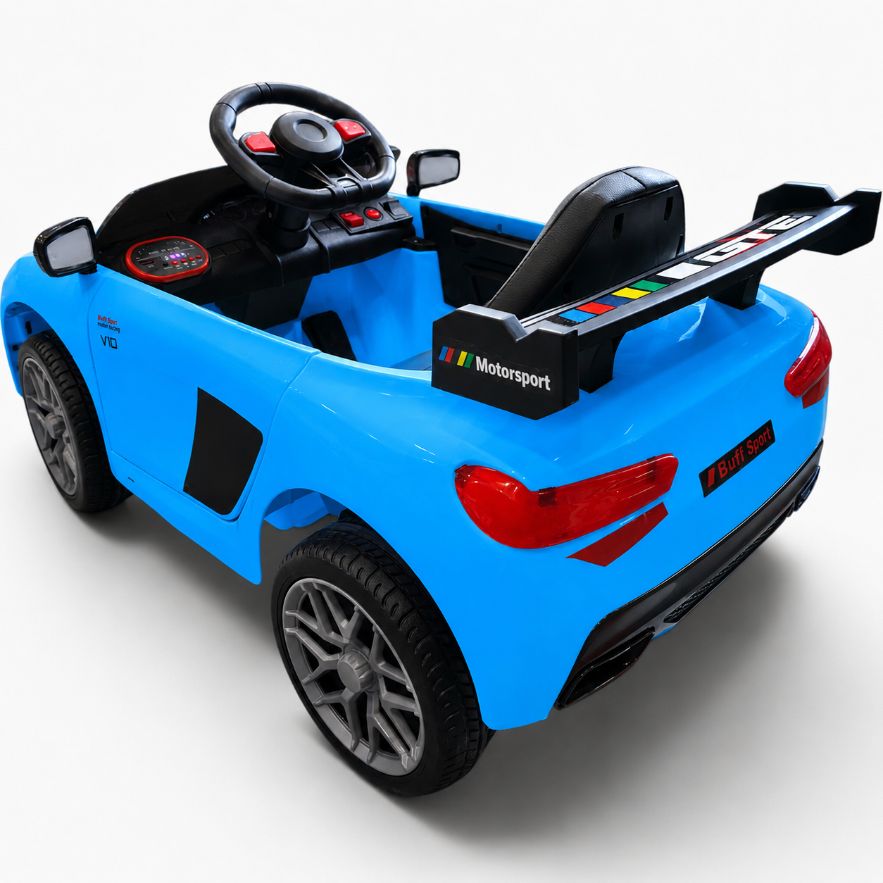 Carro Elétrico para Criança R8 Style 12v Azul c/ RODAS DE BORRACHA & ASSENTO EM PELE