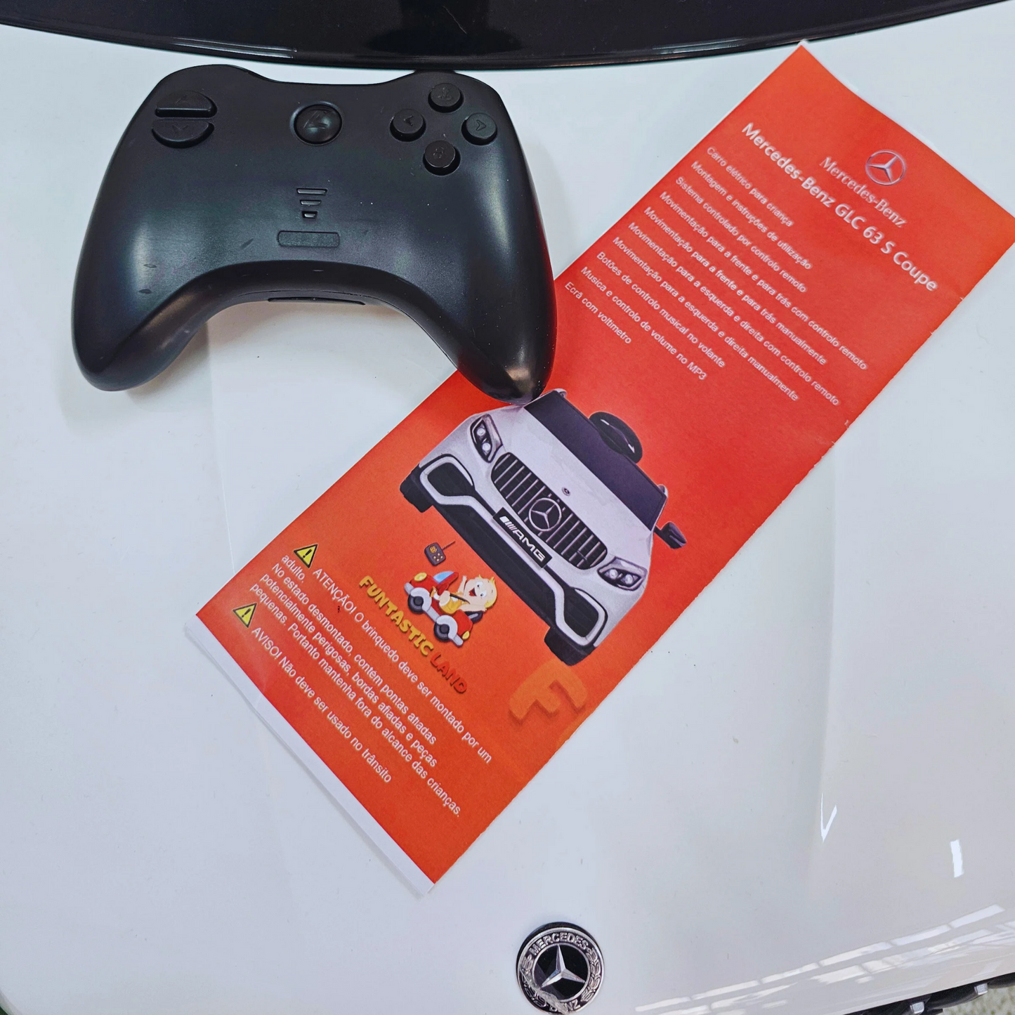 Pré-Venda Carro Elétrico para Criança MERCEDES GLC63S 4x4 12v Branco c/ RODAS DE BORRACHA & ASSENTO EM PELE