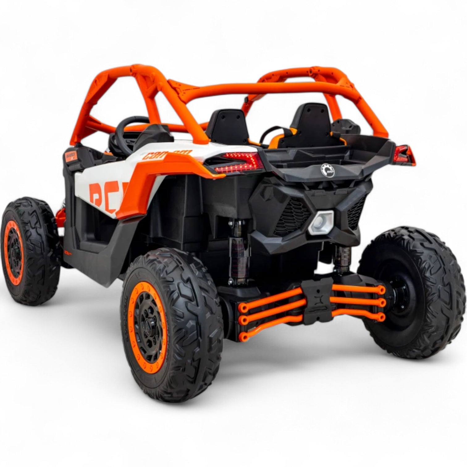 Carro Elétrico para Criança CAN-AM MAVERICK TURBO RR 4x4 24v Laranja c/ RODAS DE BORRACHA & ASSENTO EM PELE