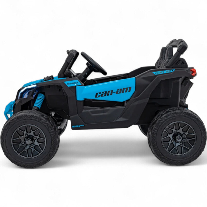 Carro Elétrico para Criança CAN-AM MAVERICK 4x4 24v Azul c/ RODAS DE BORRACHA & ASSENTO EM PELE