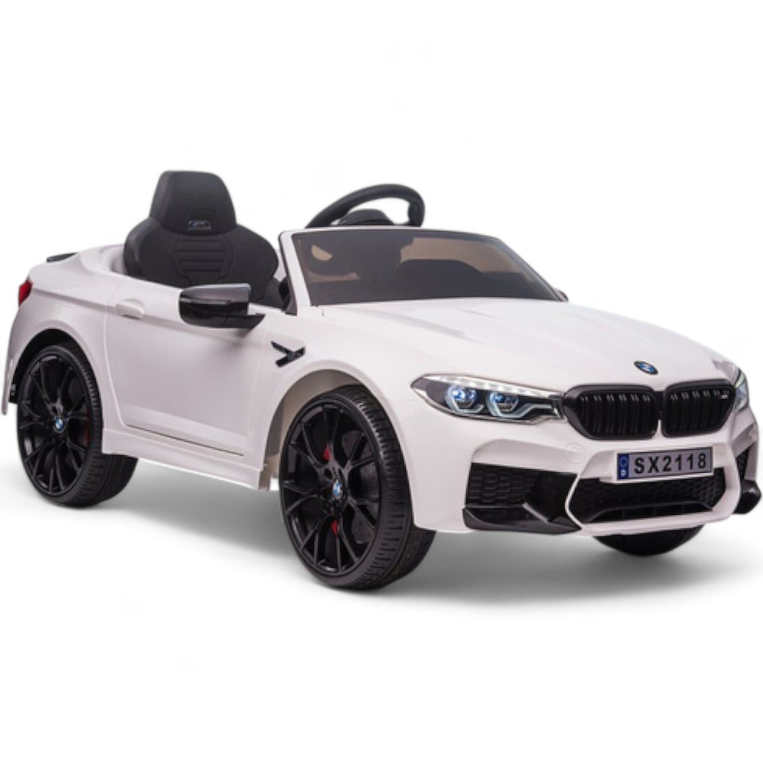 Carro Elétrico para Criança BMW M5 DRIFT 24v Branco c/ RODAS DE BORRACHA & ASSENTO EM PELE