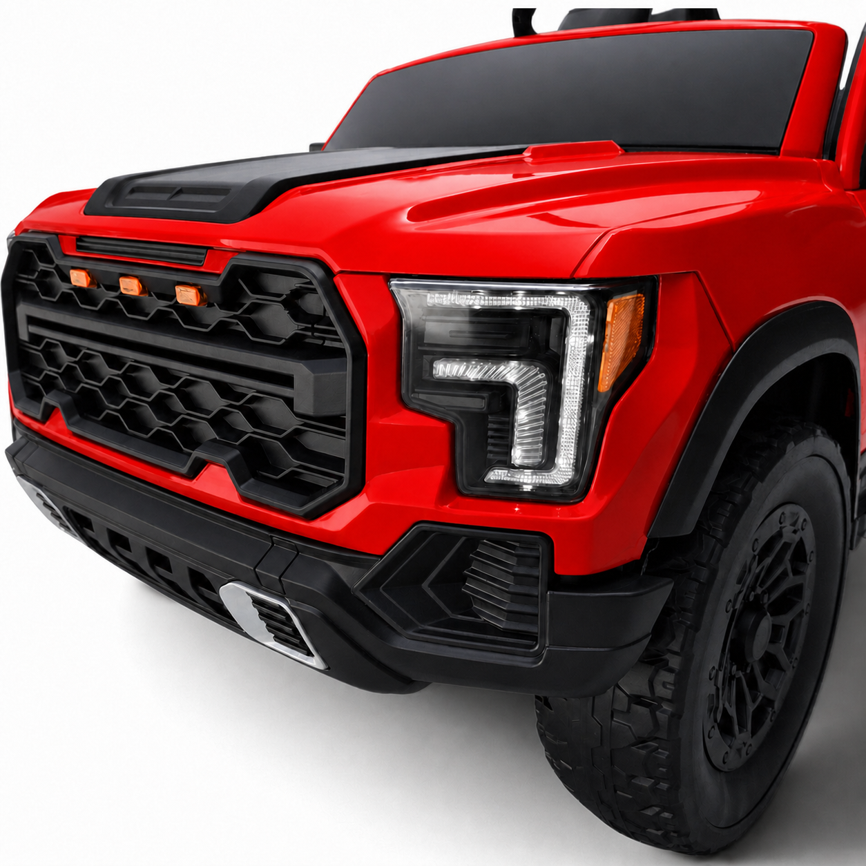 Carro Elétrico para Criança Range Raptor Style 12v Vermelho c/ RODAS DE BORRACHA & ASSENTO EM PELE