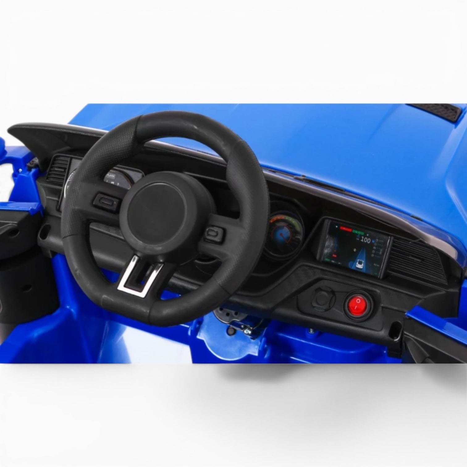 Carro Elétrico para Criança GT Style Azul Metalizado 12v c/ RODAS DE BORRACHA & ASSENTO EM PELE