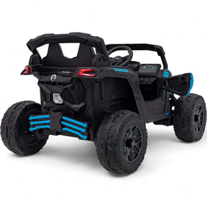 Carro Elétrico para Criança CAN-AM MAVERICK 4x4 24v Azul c/ RODAS DE BORRACHA & ASSENTO EM PELE